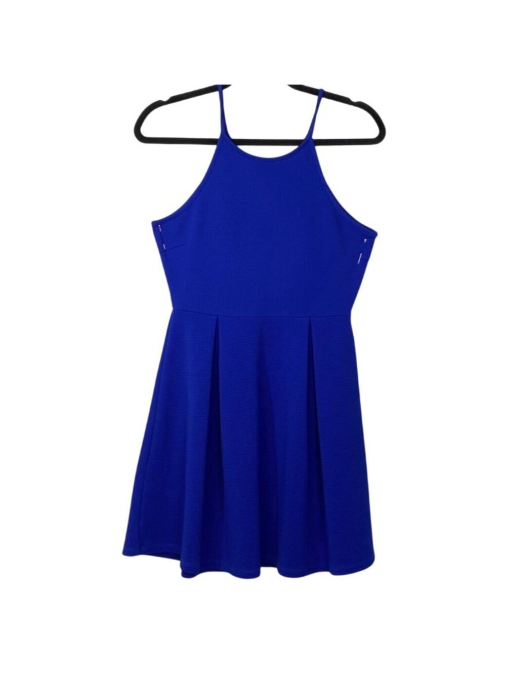 Love Chesley Cobalt Blue Pleated Fit & Flare Skater Mini Dress Junior's Size M
